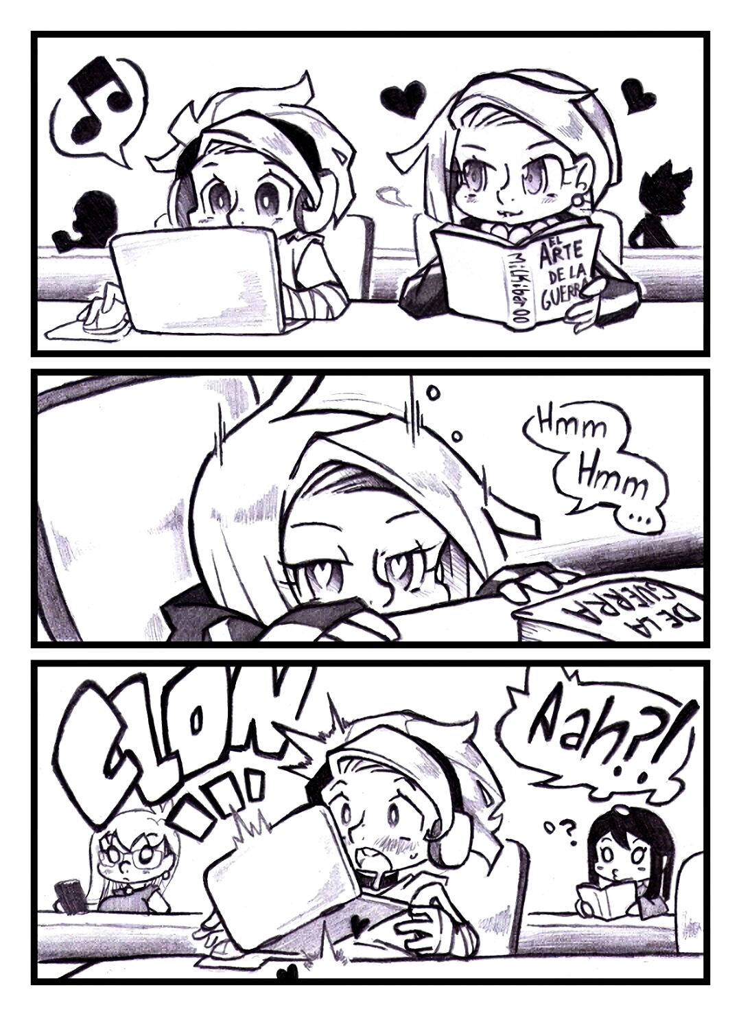 Estudiando en la biblioteca